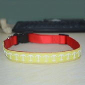 Fabric and Soft Genuine Leather Webbing Dog/Cat/ Pet Collar